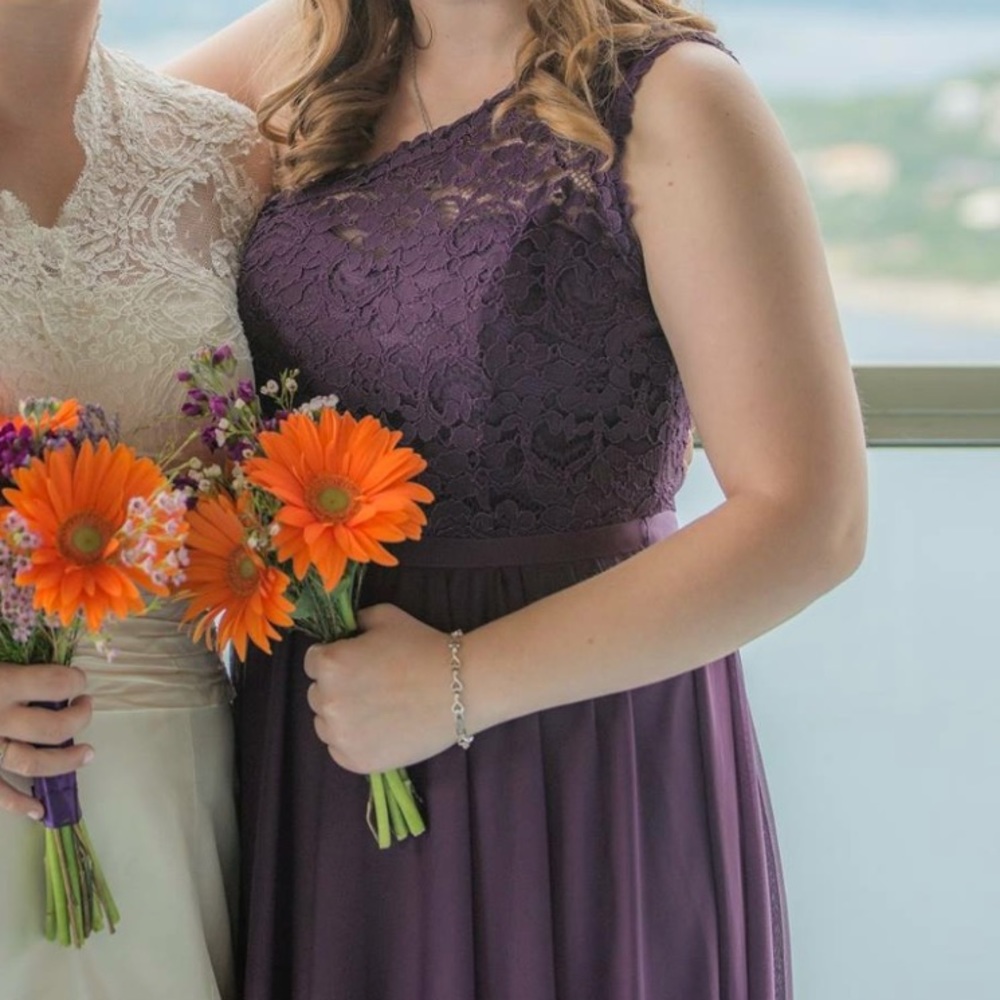 David's Bridal Plum Bridemaids Dress